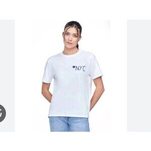 Wildfox Shirt Womens Small White NYC Beaded Heart New York City Graphic Tee Top